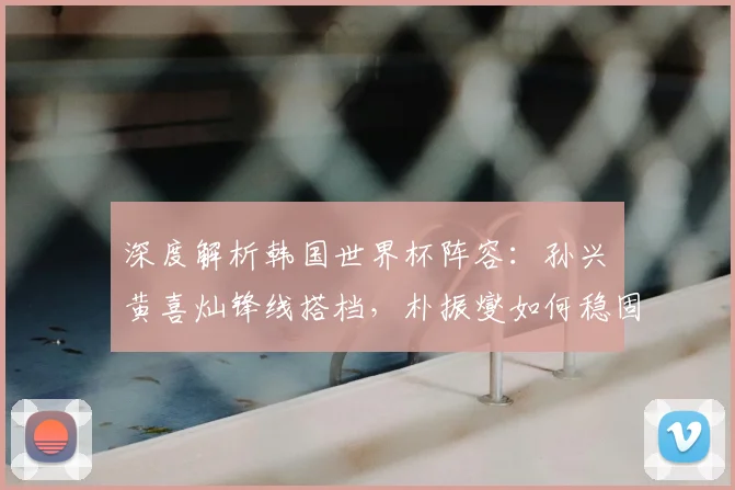 深度解析韩国世界杯阵容：孙兴慜黄喜灿锋线搭档，朴振燮如何稳固后防？